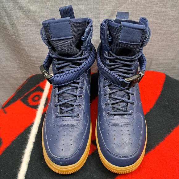 SIZE 7.5 NIKE 2016 SF AF1 AIR FORCE 1 SPECIAL FEILD 864024 400 MEN NAVY - Picture 3 of 12